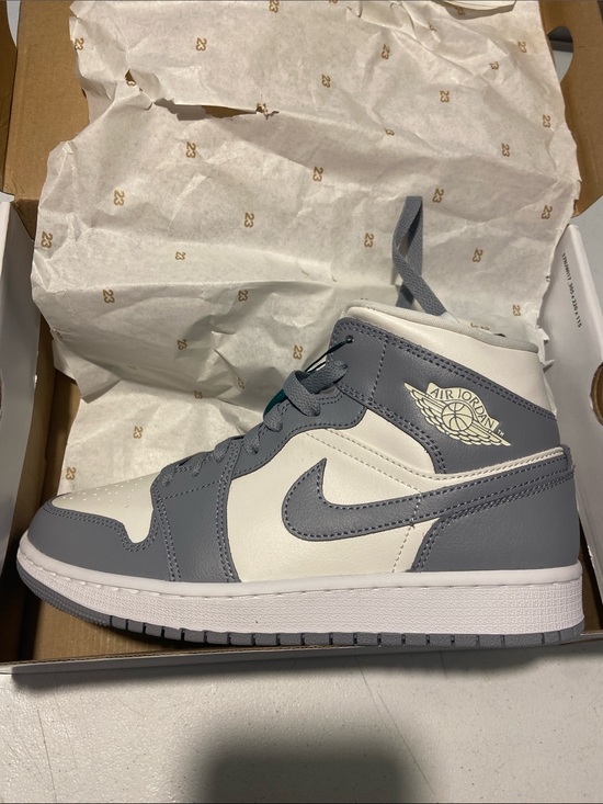 Jordan Shoes - Jordan Air Jordan 1 Mid White and Gray Women's Sneakers
